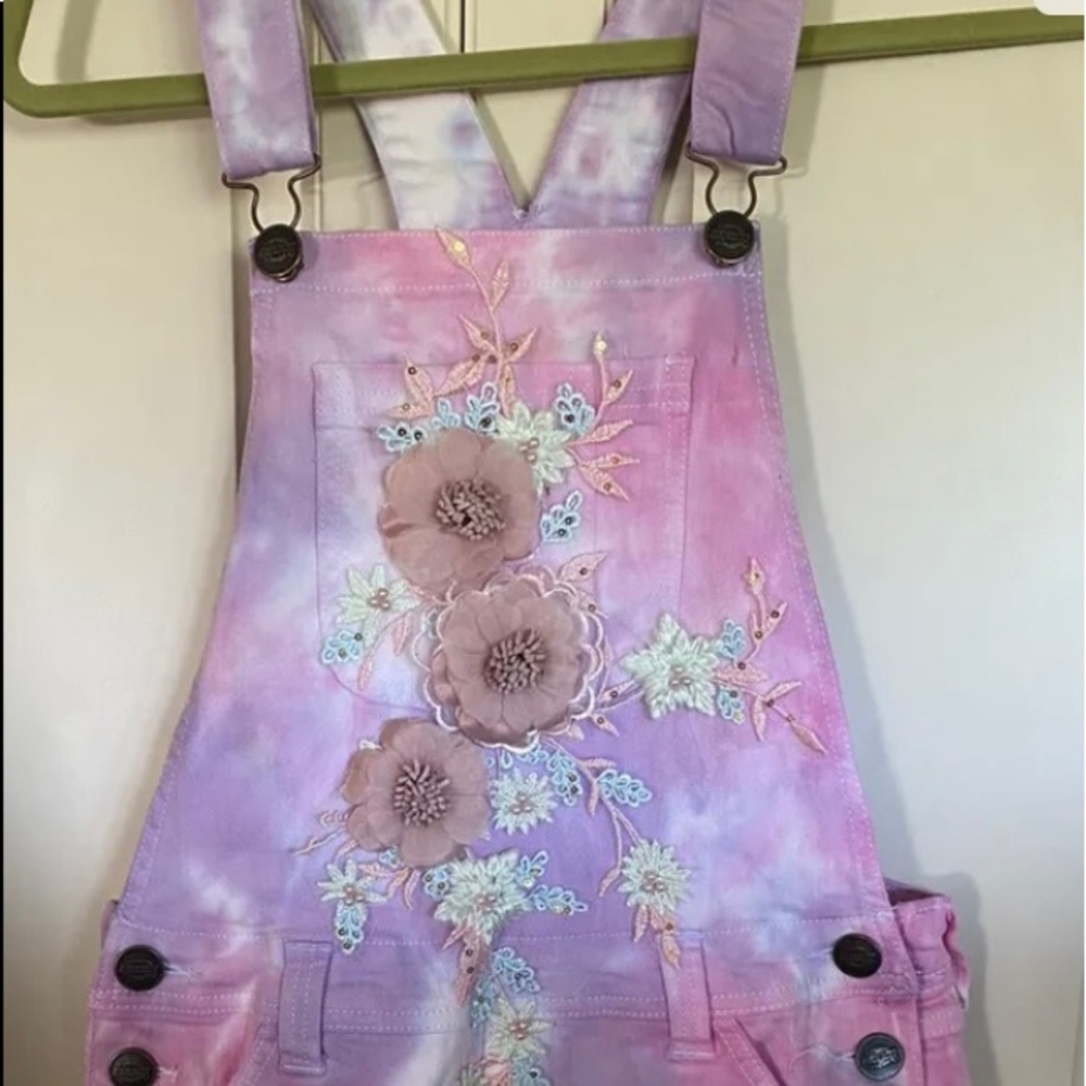 Dickies Womens Denim Pocket Short Shortalls S Tie Dyed Appliqued Boutique Handma
